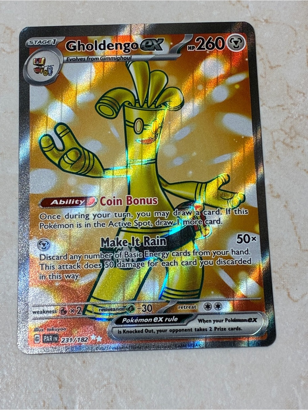 Gholdengo ex Ultra Rate Holofoil Trading Card -(231/182)